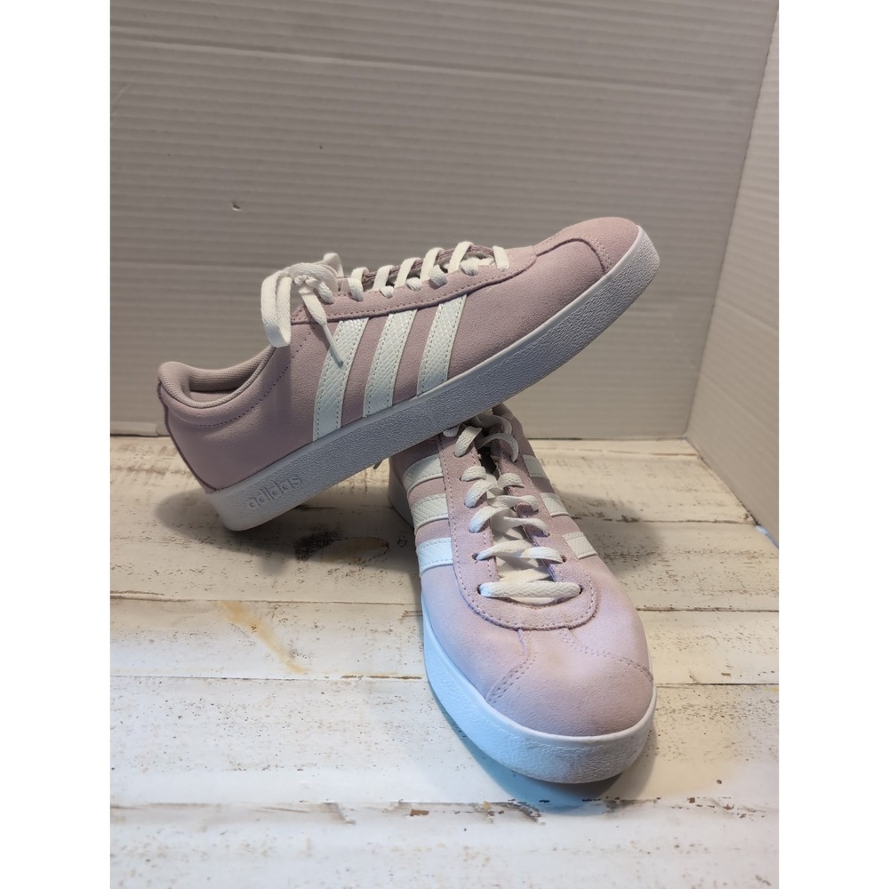 Adidas VL Court 3.0 Sneaker ‎ Women's Pink Suede White Size 9.5 Athletic Preppy